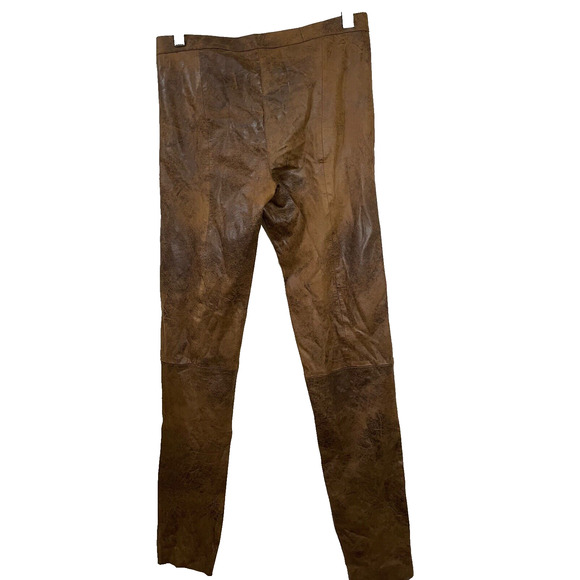 NWT -Zara Women's Skinny Faux Suede Leather Stretch Pants, Brown - Size S - Picture 9 of 16